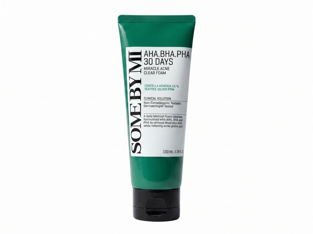 Some By Mi AHA BHA PHA 30 Days Miracle Acne Clear Foam – 100 ml by Some By Mi – exfoliante facial coreano, size 100 ml, color Clear at Korean Glow
